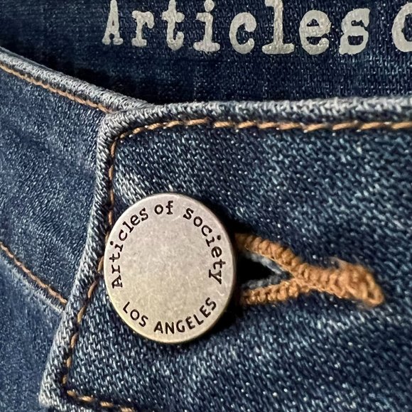 Articles of Society Suzie Lucia Bohemian Step Crop Flare Blue Denim Jeans - Picture 7 of 16